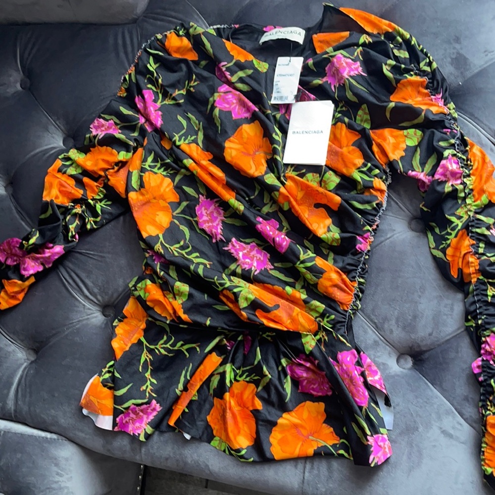 Balenciaga Floral Long Sleeve Top